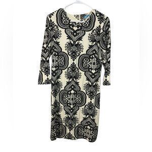 J. McLaughlin Sophia Printed Sheath Dress Stretch 3/4 Sleeve
